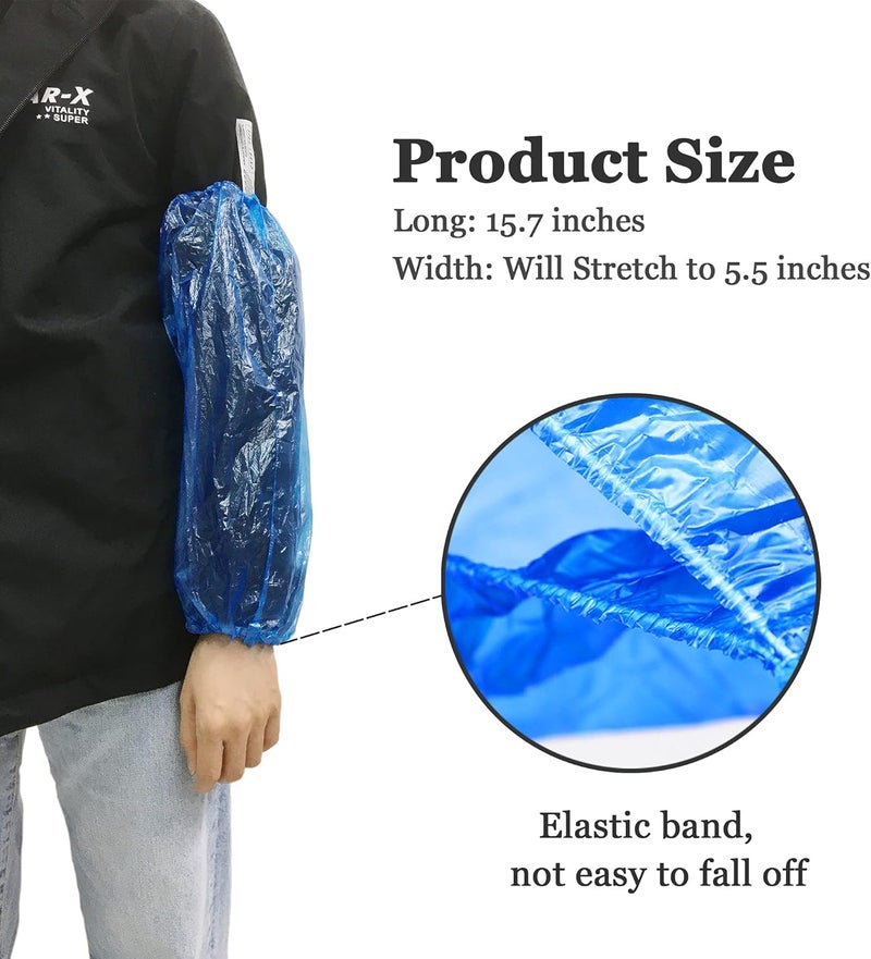 Yzurbu Disposable Arm Sleeves, Plastic Waterproof Oversleeves Protector Covers with Elastic on Cuff - Image 3
